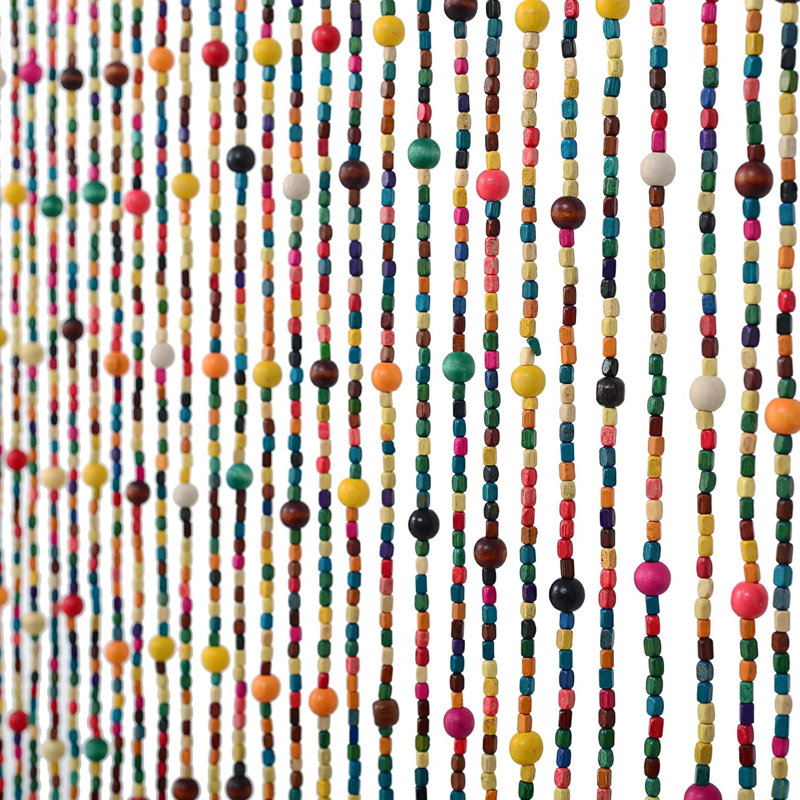 Dakota Fields Rainbow Colorful Hippie Wood Beaded Curtain Doorway Beads Bamboo Decor Curtains Wayfair